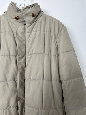 Loro Piana Mens Beige Puffer Quilted Jacket with Pocket Details Size XS (UK 34)