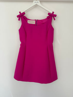 Valentino Pink Bow Mini Dress with Pocket Detail Size IT 46 (UK 14)