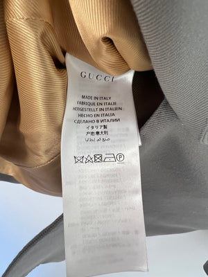 Gucci Grey Wool Blazer Jacket with Gold Lining and Horn Button Details Size IT 38 (UK 6)
