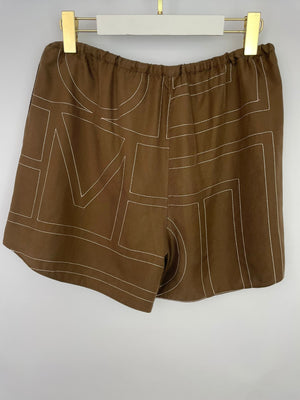 Toteme Brown Monogram Silk Shirt and Shorts Set Size DK38 (UK12)
