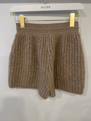 Loro Piana Light Brown Cashmere Knitted Shorts with Drawstring Detail Size S (UK 8) RRP £1,000