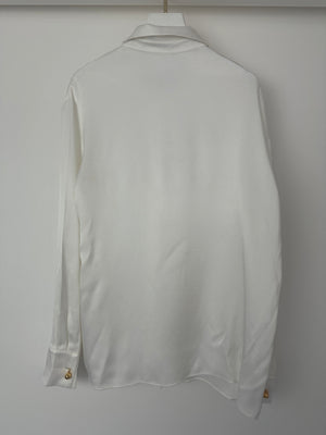 Loewe White Silk Shirt with Gold Cufflink Details Size FR 36 (UK 8)