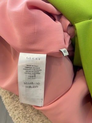 Gucci Cruise 2017 Apple Green Wool Coat with Pearl Embellished Buttons and Ruffles Detail IT 42 (UK 10)