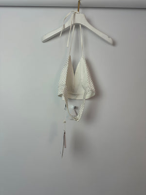 Nadine Merabi White Bra Top with Silver Rhinestone Embellishment Size S/M (UK 8/10)