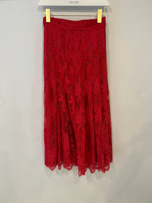 Dolce & Gabbana Red Lace Maxi Skirt Size IT 36 (UK 4)