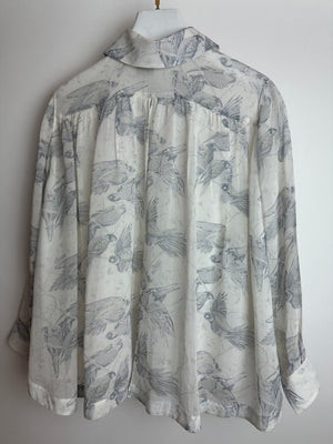 Loewe x Paula's Ibiza White and Blue Parrot Print & Shirt with Back Slit Detail Size FR 32 (UK 4)