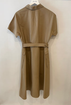 Christian Dior Beige Short-Sleeve Midi Dress with Belt and CD Logo Detail Size FR 42 (UK 14)