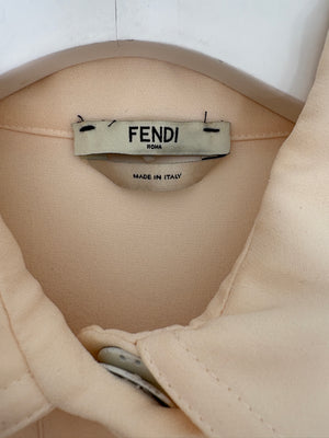 Fendi Cream Long Sleeve Mini Dress with Big Button Details Size IT 40 (UK 8)