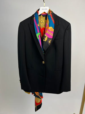 Versace Black and Multi Colour Chain Print Blazer and Blouse Set Size IT 40 (UK 8)