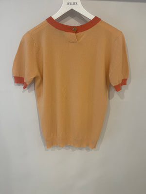 Chanel Peach Short-Sleeve Top with CC Logo Detail Size FR 38/40 (UK 10/12)