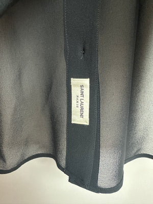 Saint Laurent Black Silk Long Sleeve Shirt with Ruffle Details Size FR 36 (UK 8)