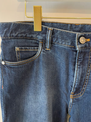 Loro Piana Menswear Blue Jeans with Brown Stitching Detail Size LP 33 (Size M)