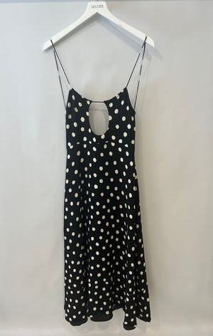 Saint Laurent Black and White Polka Dot Midi Dress with Cut Out Detail Size FR 34 (UK 6) RRP £2,150
