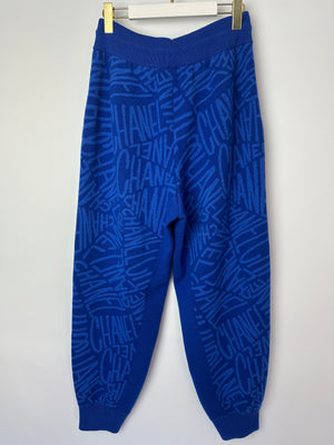 Chanel 21N Electric Blue Cashmere Jogging Bottom with Logo Detail Size FR 44 (UK 14) RRP £2,370