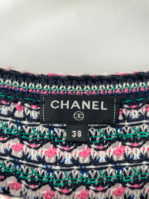*FIRE PRICE* Chanel Pink, Black Metallic Green Mid-Sleeve Top FR 38 (UK 10)