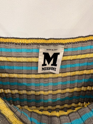 M Missoni Grey, Yellow and Blue Knit Cardigan and Top Chevron Set Size IT 44 (UK 12)