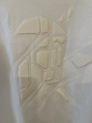Hermès Menswear White T-Shirt with Abstract Textured Print Detail Size L