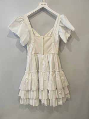 Dolce & Gabbana White Poplin Mini Corset Dress with Ruffle Details Size IT 44 (UK 12) RRP £1,400