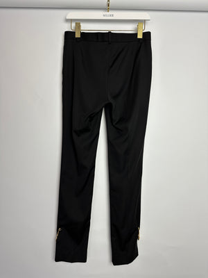 Versace Black Tailored Trousers with Gold Medusa Safety Pin Details Size IT 38 (UK 6)