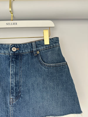 Miu Miu Denim Mini Skirt with Logo Detail Size IT 38 (UK 6)