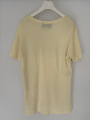 Gucci Cream Glitter Logo Embellished T-Shirt Size XS (UK 6)