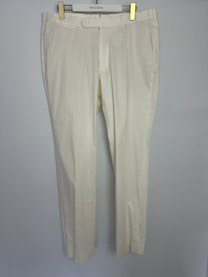 Ermenegildo Zegna Menswear White Chino Trousers IT 54 (UK 44)