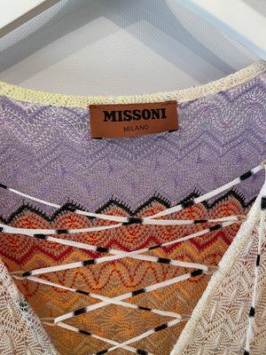 Missoni Multicolour Zigzag Beach Cover-Up Short Sleeve Maxi Dress Size IT 38 (UK 6)