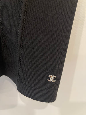 Chanel Black Sleeveless Top with Crystal CC Logo Detail Size FR 36 (UK 8)
