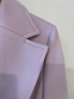 Blumarine Lilac Wool Coat with Detachable Handcuff and Collar Faux Fur Detail IT 42 (UK 10)