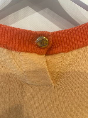 Chanel Peach Short-Sleeve Top with CC Logo Detail Size FR 38/40 (UK 10/12)