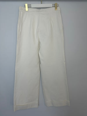 Chanel White Wide-Leg Denim Jeans with Pleat Detail FR 40 (UK 12)