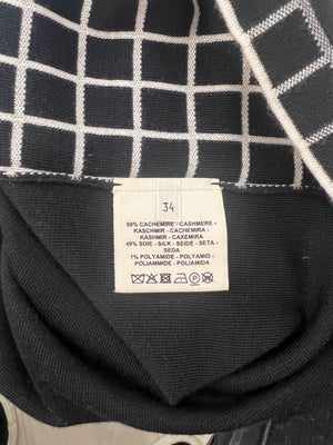 Hermès Black and White Cashmere Checkered High Neck Jumper Size FR 34 (UK 6) RRP £1,500