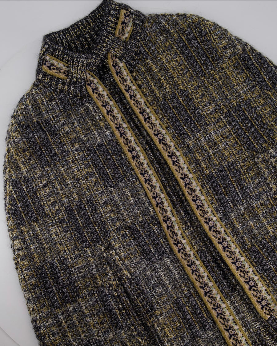 Chanel 16A Metallic Silver & Gold Tweed Cape with Gold Button Detail Size FR 34/36 (UK 6/8)