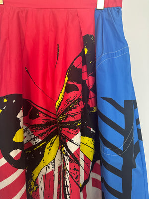 Christian Dior Red, White and Blue Printed Short-Sleeve Shirt and Long Skirt Set Size FR 44 (UK 16)