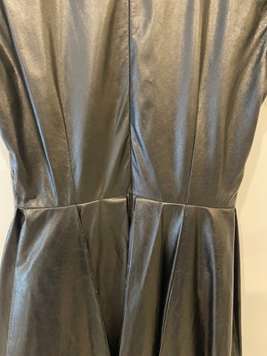 Christian Dior Black Leather Mini Short Sleeve Dress with CD Logo Detail Size FR 38 (UK 10)
