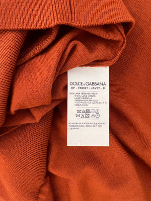 Dolce & Gabbana Burnt Orange Wool Jumper with Bow Detail Size UK 10