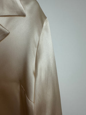 Gucci Cream Silk Long Sleeve Shirt GG Gold Buttons Detail Size IT 38 (UK 6) RRP £890