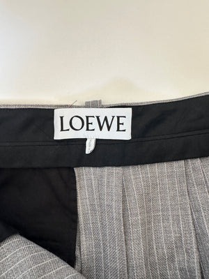 Loewe Grey Pinstripe Wool Balloon Trousers with Buttoned Ankle Cuffs Size FR 42 (UK 14)
