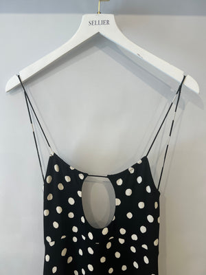 Saint Laurent Black and White Polka Dot Midi Dress with Cut Out Detail Size FR 34 (UK 6) RRP £2,150