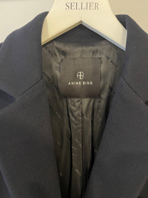 Anine Bing Black Wool Jacket with Gold Logo Buttons Size S (UK 8) RRP £560