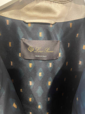 Loro Piana Light Grey Silk and Cashmere Padded Coat with Belt Detail Size M (UK 10)