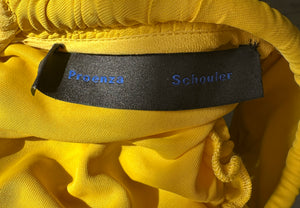Proenza Schouler Yellow Maxi Dress with Long Shoulder Drawstring Asymmetric Details Size US 4 (UK 8)