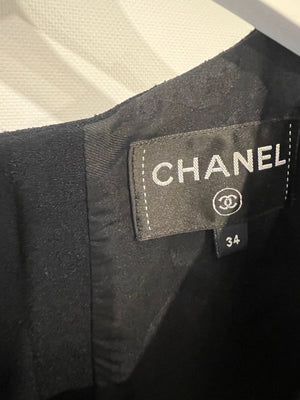 Chanel Métiers d'Art 2023 Black Cropped Top with Multi-Colour Sequin Patch Detail and Back Gold CC Logo Buttons Size FR 34 (UK 6)