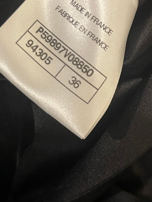 Chanel Black Satin Midi Skirt with CC Logo Detail Size FR 36 (UK 8)