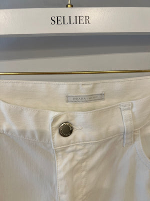 Prada Menswear White Tapered Fit Jeans with Logo Size 33