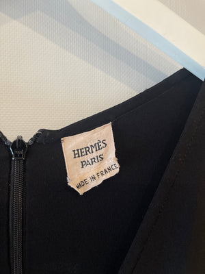 Hermès Black Sleeveless Low Neck Mini Dress with Pockets Size FR 40 (UK 12)