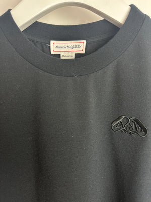 Alexander McQueen Black Cotton Round Collar T-Shirt with Logo Size IT 38 (UK 6)