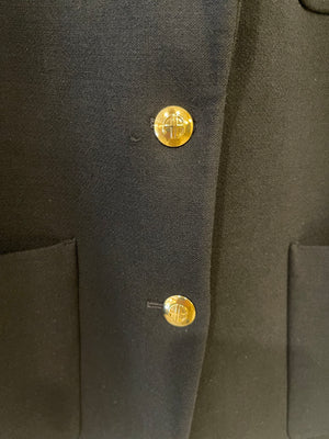 Anine Bing Black Wool Jacket with Gold Logo Buttons Size S (UK 8) RRP £560