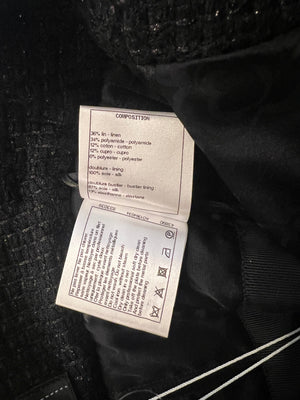 Chanel Black Shimmery Sleeveless Tweed Bustier Top with Silver CC Logo Button Size FR 34 (UK 6)