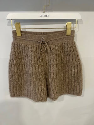 Loro Piana Light Brown Cashmere Knitted Shorts with Drawstring Detail Size S (UK 8) RRP £1,000